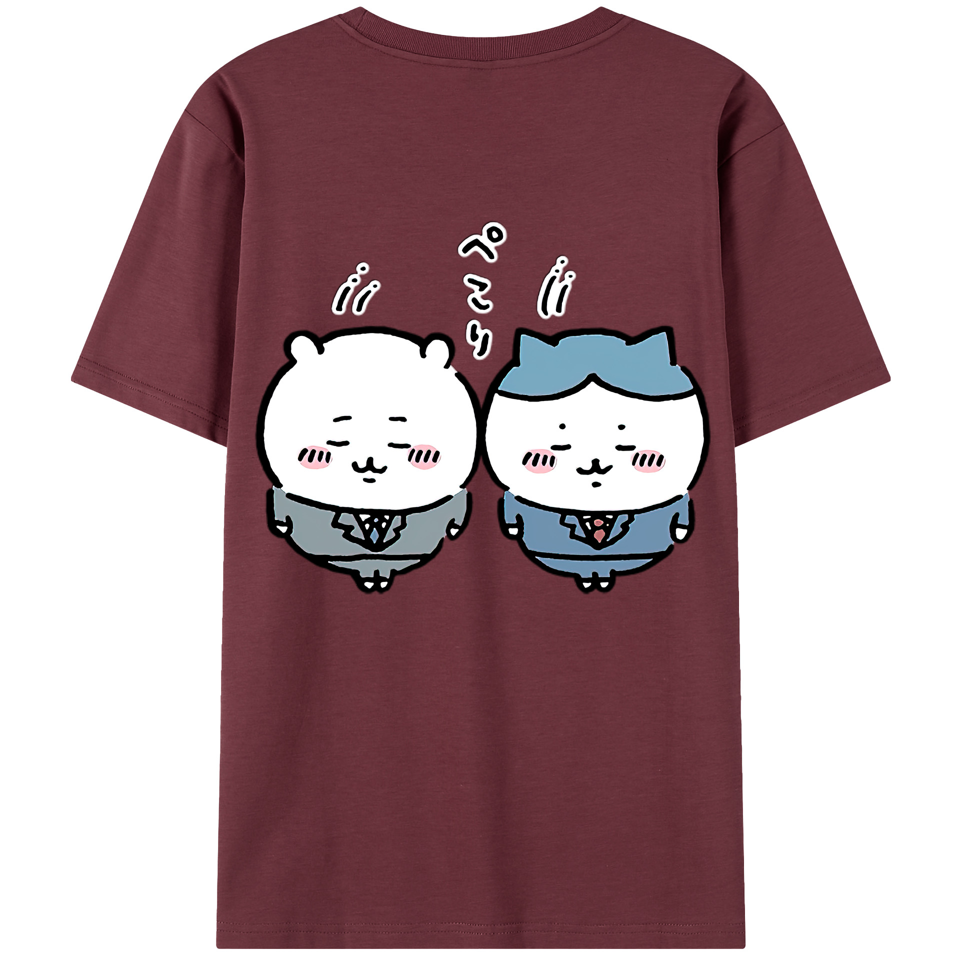 （画像用） ちいかわ ハチワレ Chii-kawa hachiware 綿100％半袖Tシャツ（背面プリント）
